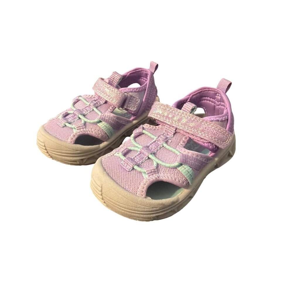 Osh Kosh B Gosh Purple Blue Washable Sandals Shoes Hook Loop Toddler Size 6